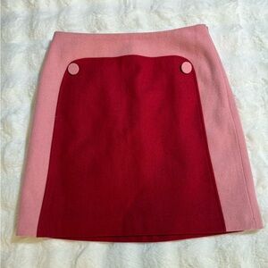 Red Pink Colorblock A-Line Skirt Wool Blend Preppy Mod Women’s US 6 R